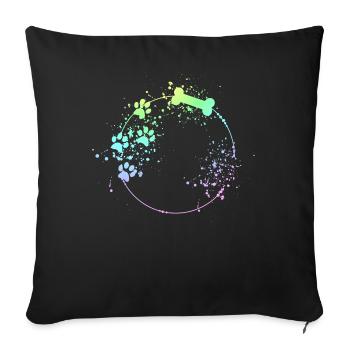Dog Frame Dog Paw Color Spots - Sofa pillowcase 17,3'' x 17,3'' (45 x 45 cm) - black - Front