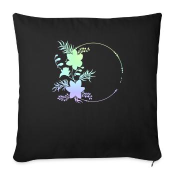 Ornements de fleurs à cadre circulaire - Housse de coussin décorative 45 x 45 cm - noir - Devant