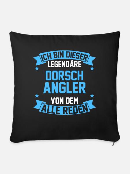 Angeln Angler Dorsch - Sofakissenbezug 45 x 45 cm - Schwarz