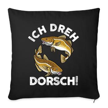 Angeln Angler Dorsch Fischer - Sofakissenbezug 45 x 45 cm - Schwarz - Vorne