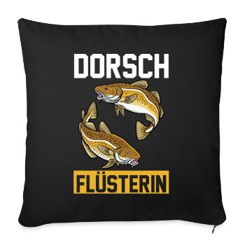 Angeln Anglerin Dorsch Fischer - Sofakissenbezug 45 x 45 cm - Schwarz - Vorne