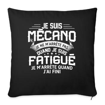 Mécano Je Ne M'arrête Pas Quand Je Suis Fatigué - Housse de coussin décorative 45 x 45 cm - noir - Devant