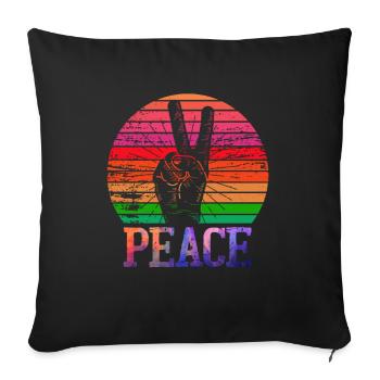 Langue des signes de la paix ASL Retro Hippie Funny 60's 70 - Housse de coussin décorative 45 x 45 cm - noir - Devant