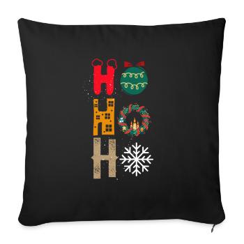 Ho Ho Ho Boules de Noël Couronne Flocons de Neige Drôle X - Housse de coussin décorative 45 x 45 cm - noir - Devant