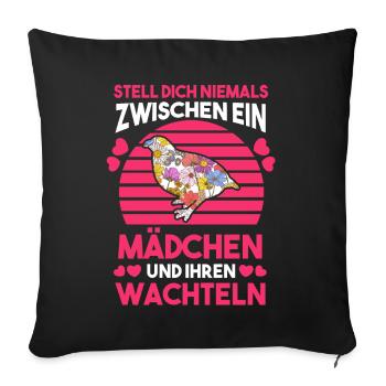 Wachtel Mädchen Wachteln - Sofakissenbezug 45 x 45 cm - Schwarz - Vorne