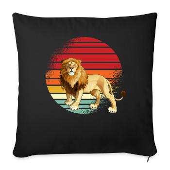 Lion Rétro - Housse de coussin décorative 45 x 45 cm - noir - Devant