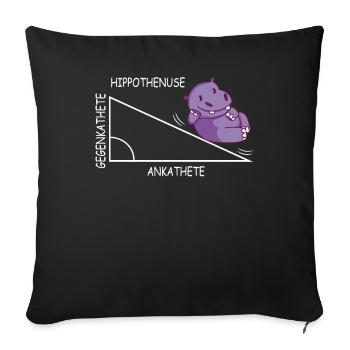 Drôle de jeu de mots mathématiques Hippothenuse Hippopotamus - Housse de coussin décorative 45 x 45 cm - noir - Devant