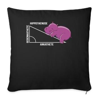 Drôle de jeu de mots mathématiques Hippothenuse Hippopotamus - Housse de coussin décorative 45 x 45 cm - noir - Devant