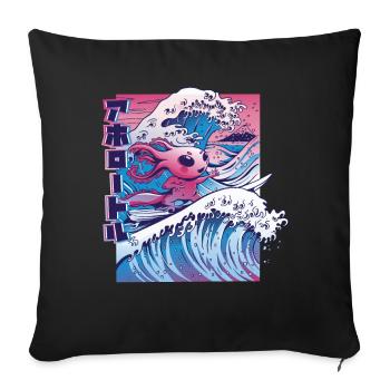 Axolotl Surf Vaporwave Japan Wave - Housse de coussin décorative 45 x 45 cm - noir - Devant