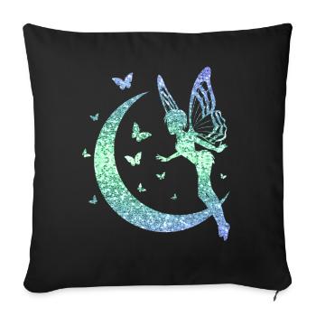 Glitter Fée Elfe Conte de Fées Dames Fille Cadeau - Housse de coussin décorative 45 x 45 cm - noir - Devant