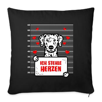 Dalmatiner Valentinstag Hund Liebe Herz Dalmatinac - Sofakissenbezug 45 x 45 cm - Schwarz - Vorne