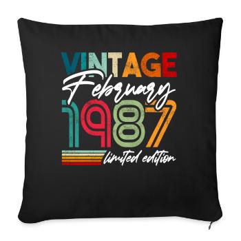 Birthday February 1987 Vintage February 1987 - Sofa pillowcase 17,3'' x 17,3'' (45 x 45 cm) - black - Front