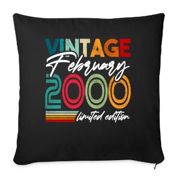 Birthday February 2000 Vintage February 2000 - Sofa pillowcase 17,3'' x 17,3'' (45 x 45 cm) - black - Front