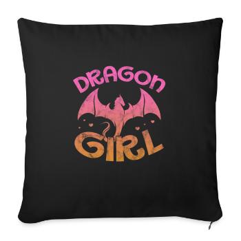 Drache Girl Drachen Dragon Mädchen Geschenk - Sofakissenbezug 45 x 45 cm - Schwarz - Vorne