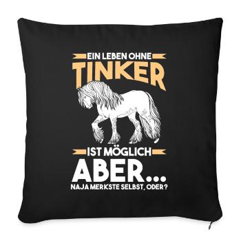 Reitlehrer Tinker Pferd - Sofakissenbezug 45 x 45 cm - Schwarz - Vorne