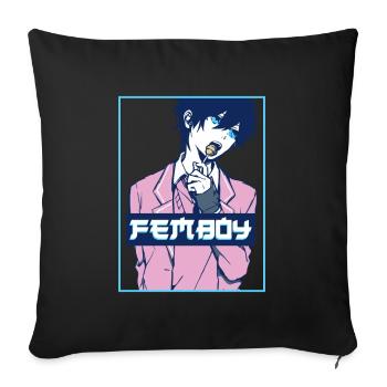 Femboy Aesthetic Japanese Anime Boy Crossdressing - Sofakissenbezug 45 x 45 cm - Schwarz - Vorne