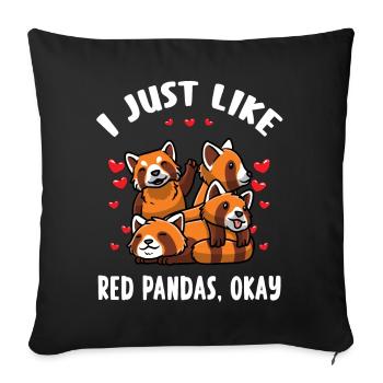Kawaii Red Panda - Sofa pillowcase 17,3'' x 17,3'' (45 x 45 cm) - black - Front