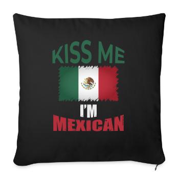 Embrasse-moi je suis mexicain I drapeau mexicain - Housse de coussin décorative 45 x 45 cm - noir - Devant