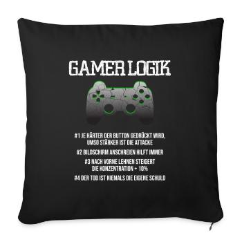 Gamer Logik Computer PC Controller Zocker Jungs - Sofakissenbezug 45 x 45 cm - Schwarz - Vorne