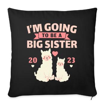 I will be a big sister 2023 Big Sis 2 - Sofa pillowcase 17,3'' x 17,3'' (45 x 45 cm) - black - Front