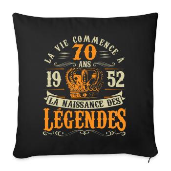 Anniv 70 ans Anniversaire 1952 - Housse de coussin décorative 45 x 45 cm - noir - Devant