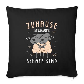 Zuhause Ist Wo Meine Schafe Sind Schäfer - Sofakissenbezug 45 x 45 cm - Schwarz - Vorne
