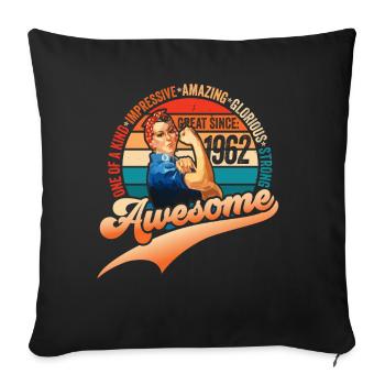 60th birthday born 1962 Vintage Design Women - Sofa pillowcase 17,3'' x 17,3'' (45 x 45 cm) - black - Front