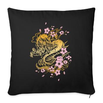 Japanese Dragon Cherry Blossoms Sakura Dragon - Sofa pillowcase 17,3'' x 17,3'' (45 x 45 cm) - black - Front