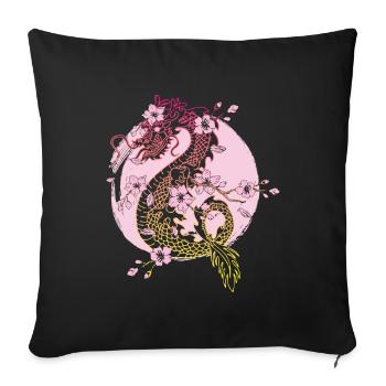 Japanese Dragon Cherry Blossoms Sakura Dragon - Sofa pillowcase 17,3'' x 17,3'' (45 x 45 cm) - black - Front