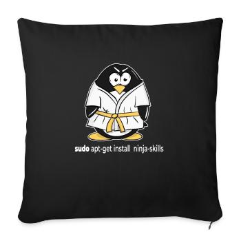Linux Pinguin installiert seine Ninja Skills mit - Sofakissenbezug 45 x 45 cm - Schwarz - Vorne