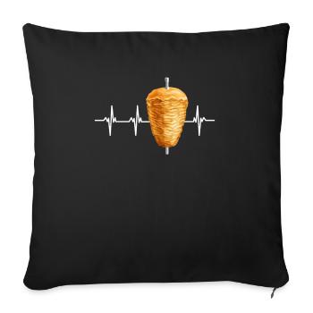 Doner Kebab Kebab Heartbeat Pulse - Housse de coussin décorative 45 x 45 cm - noir - Devant
