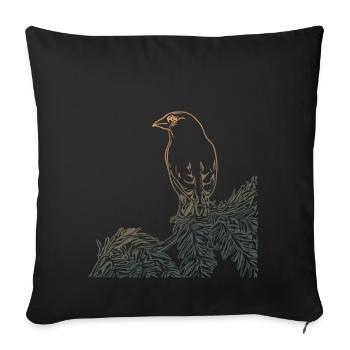 Vogel Wald Baum Vogelmotiv Natur Tier Motiv - Sofakissenbezug 45 x 45 cm - Schwarz - Vorne