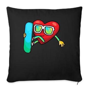 Valentine's Day Heart Snowboard snowboarding - Sofa pillowcase 17,3'' x 17,3'' (45 x 45 cm) - black - Front