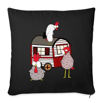 Trailer Chicken coop poultry poultry farm - Sofa pillowcase 17,3'' x 17,3'' (45 x 45 cm) - black - Front