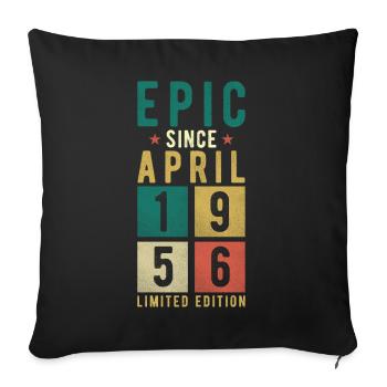 Anniversaire Avril 1956 - Housse de coussin décorative 45 x 45 cm - noir - Devant