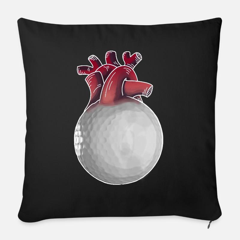 Golfer Herz lustiger Golfball Golf Geschenk - Sofakissenbezug 45 x 45 cm - Schwarz