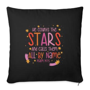 He Counts The Stars Psalm 147:4 - Sofa pillowcase 17,3'' x 17,3'' (45 x 45 cm) - black - Front
