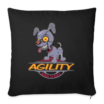 AGILITY HUND, HUNDESPORT MOTIV FÜR HUNDE FAN - Sofakissenbezug 45 x 45 cm - Schwarz - Vorne