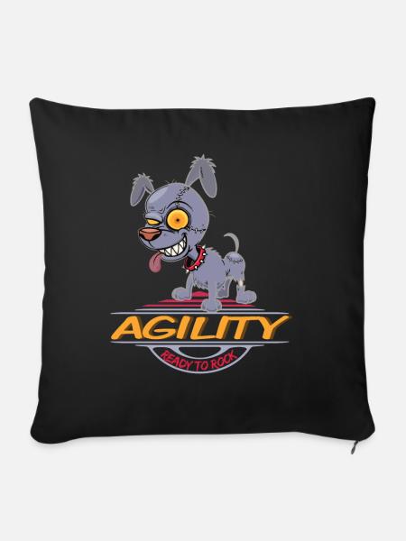 AGILITY HUND, HUNDESPORT MOTIV FÜR HUNDE FAN - Sofakissenbezug 45 x 45 cm - Schwarz