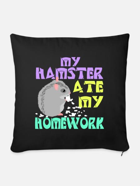 Hamster fressen - Sofakissenbezug 45 x 45 cm - Schwarz