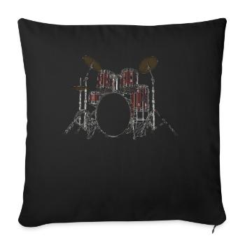 Batterie Musique Moitv batteur batterie Batteur - Housse de coussin décorative 45 x 45 cm - noir - Devant