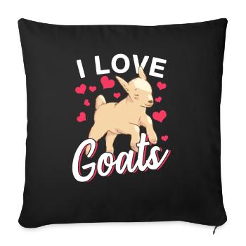 I love goat lovers domestic goat goat animal - Sofa pillowcase 17,3'' x 17,3'' (45 x 45 cm) - black - Front