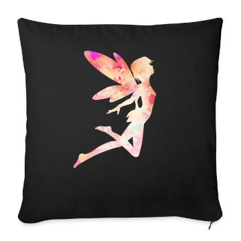 Fée Magique Elfe Conte de Fées Dames Fille Cadeau - Housse de coussin décorative 45 x 45 cm - noir - Devant