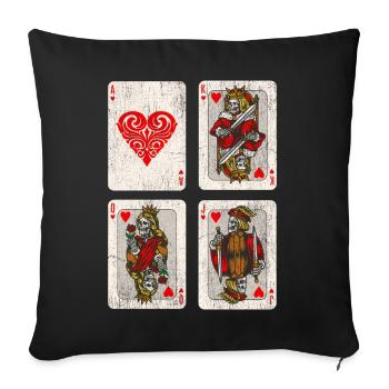 Squelette de cartes à jouer du Jour des Morts fané - Housse de coussin décorative 45 x 45 cm - noir - Devant