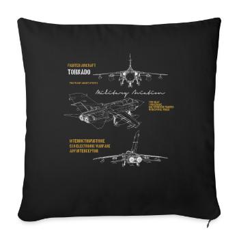 Tornado Flugzeug Militär Luftfahrt Zeichnung - Sofakissenbezug 45 x 45 cm - Schwarz - Vorne