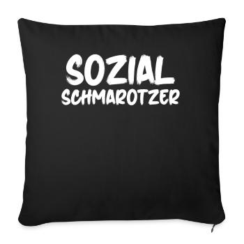 Arbeitsamt Sozialschmarotzer Arbeitslos - Sofakissenbezug 45 x 45 cm - Schwarz - Vorne