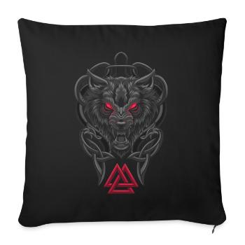 Fenrir Wolf - Viking Symbol - Valknut - Sofakissenbezug 45 x 45 cm - Schwarz - Vorne