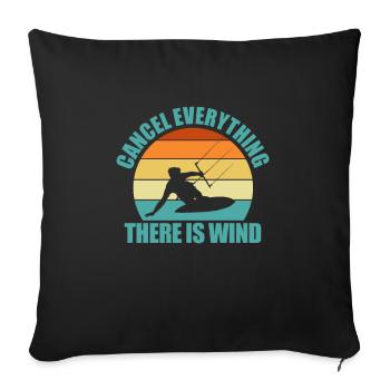 Kitesurfing - Sofa pillowcase 17,3'' x 17,3'' (45 x 45 cm) - black - Front