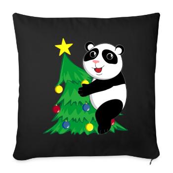 Panda de Noël - Housse de coussin décorative 45 x 45 cm - noir - Devant