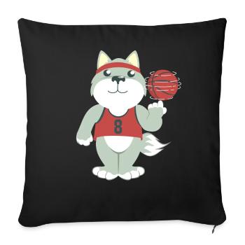 Basketball Wolf - Sofa pillowcase 17,3'' x 17,3'' (45 x 45 cm) - black - Front